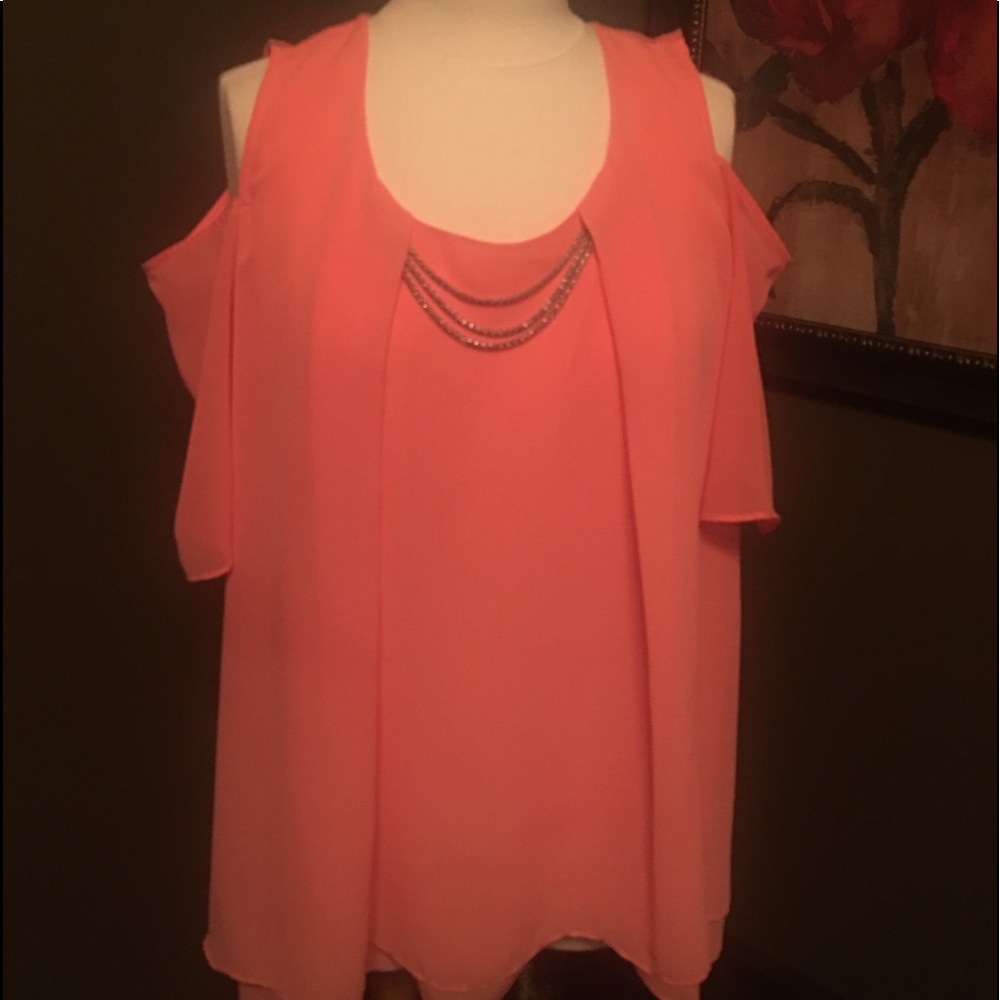 NY Collection Top w/ removable chain necklace EUC - Picture 1 of 4